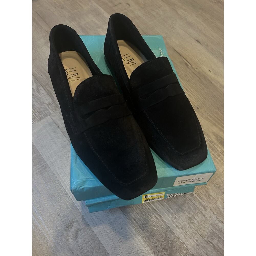 Women Penny Loafer Shoes Black Size 39 Morne Black Leather 100% Hand Made - Picture 2 of 12
